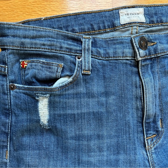 Hudson Tilda Midrise Straight Cuff Distressed Blue Ankle Jeans - Picture 5 of 10